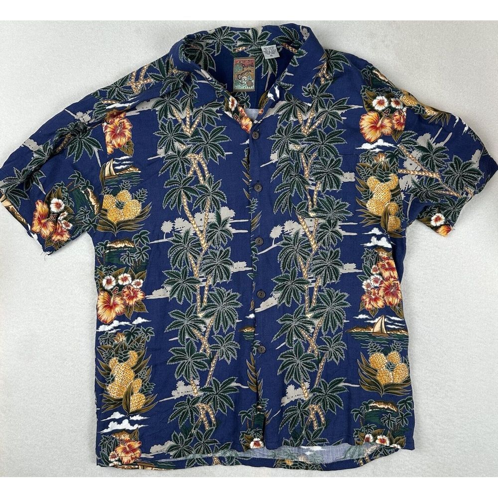 Women's Pineapple Connection Blue Hawaiian S/S Button‎ Heyman Collection XL